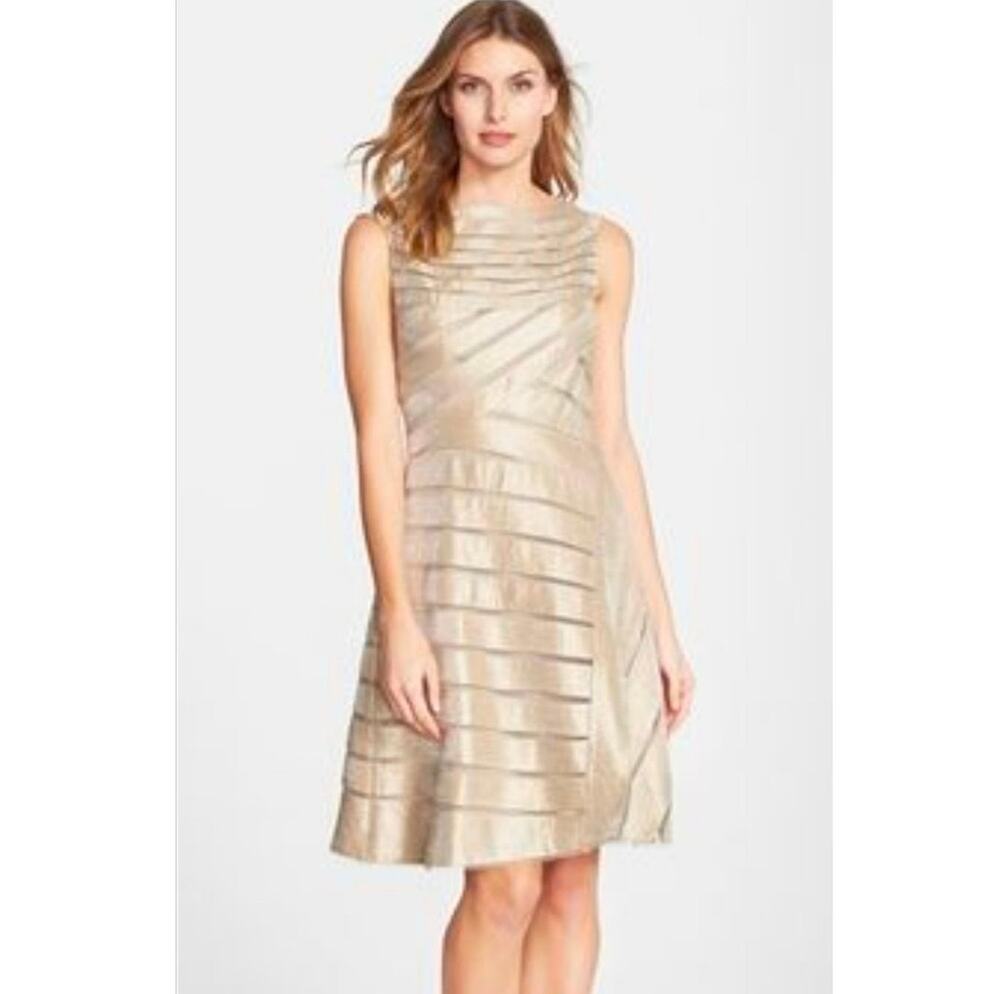 Adrianna Papell  Gold A-line knee-length dress Size 12
